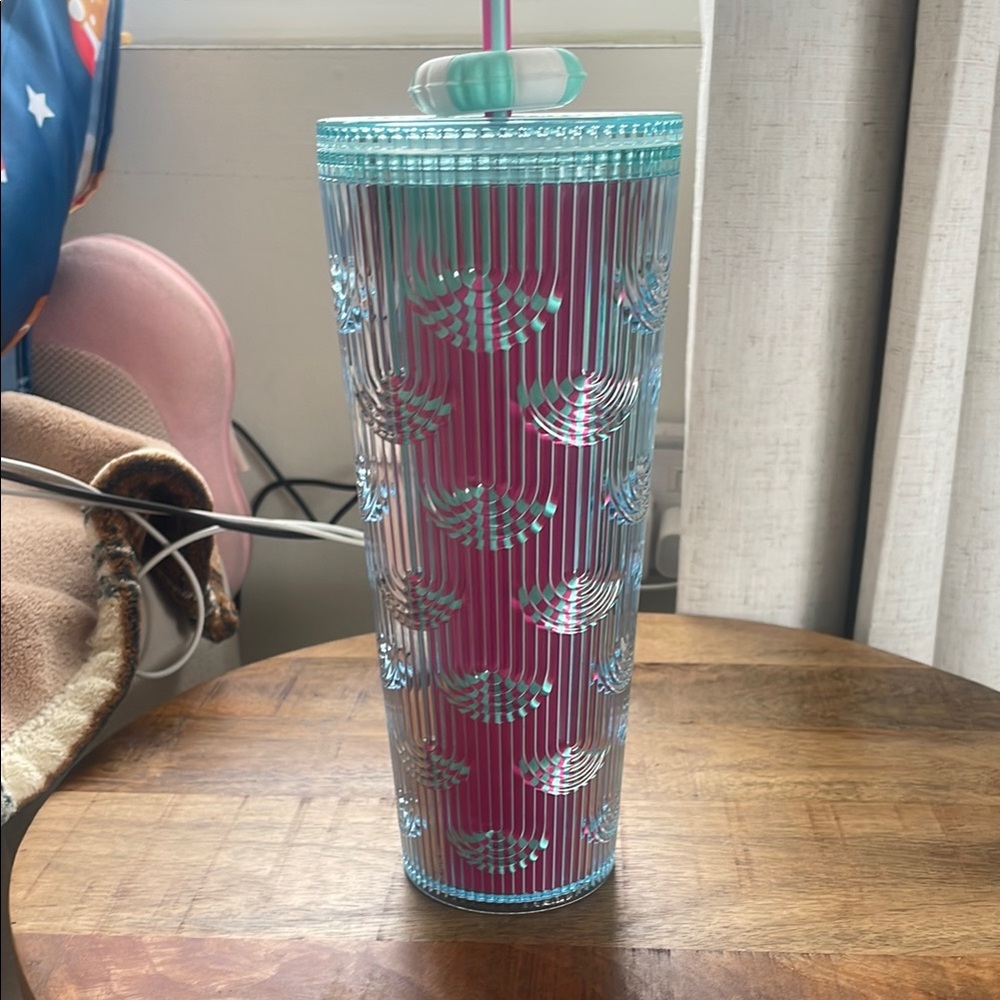 Starbucks Pink and Blue Tumbler with Straw